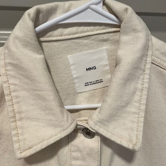 Mango 100% cotton cream oversized denim jacket, size S - Picture 4 of 13